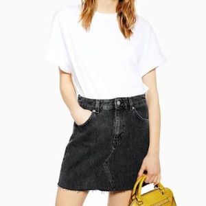 TopShop High Waisted Washed Black Mini Skirt